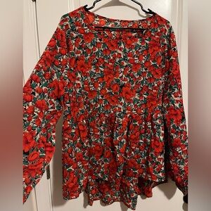 Red Floral Long Sleeve